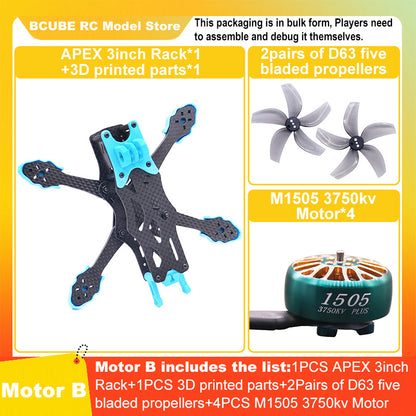 B-CUBE APEX 3inch FPV Drone Frame Kit Carbon Fiber Racing Drone Quadcopter INAV Beatflight F722 F745 Ardupilot Flight Control