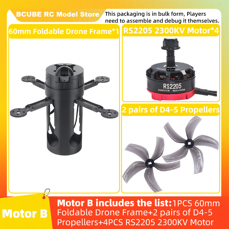 B-CUBE 60mm Foldable FPV Drone Frame Kit Carbon Fiber Racing Quadcopter Freestyle INAV Beatflight F4V3S PULS F745 H743