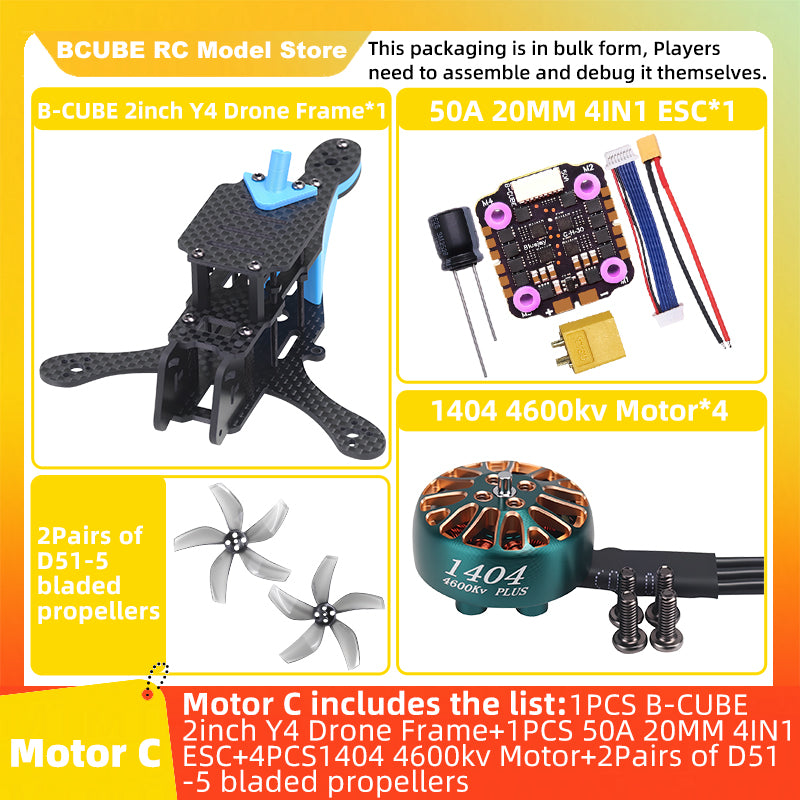 B-CUBE 2inch Y4 FPV Drone Frame Kit Carbon Fiber Racing Drone Quadcopter INAV Beatflight F722 NOXE Ardupilot Flight Control