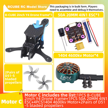 B-CUBE 2inch Y4 FPV Drone Frame Kit Carbon Fiber Racing Drone Quadcopter INAV Beatflight F722 NOXE Ardupilot Flight Control