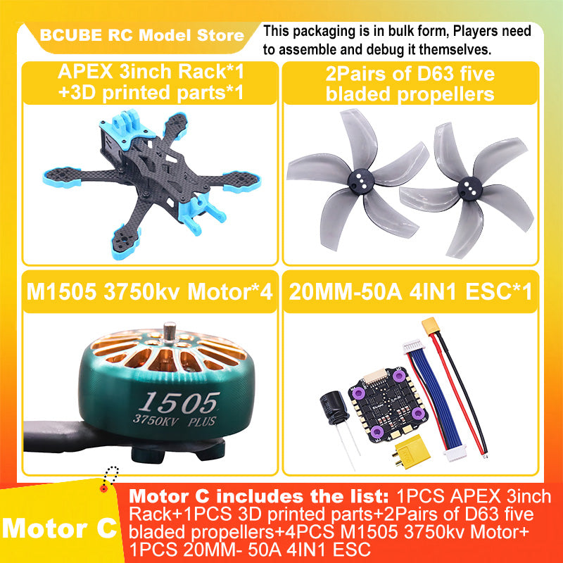 B-CUBE APEX 3inch FPV Drone Frame Kit Carbon Fiber Racing Drone Quadcopter INAV Beatflight F722 F745 Ardupilot Flight Control