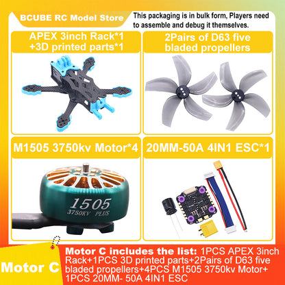 B-CUBE APEX 3inch FPV Drone Frame Kit Carbon Fiber Racing Drone Quadcopter INAV Beatflight F722 F745 Ardupilot Flight Control