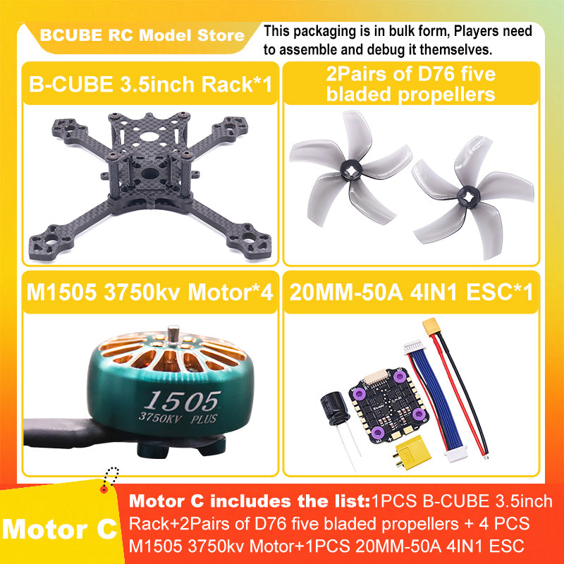 B-CUBE 3.5inch FPV Drone Frame Kit Carbon Fiber Racing Drone Quadcopter INAV Beatflight F722 F745 Ardupilot Flight Control