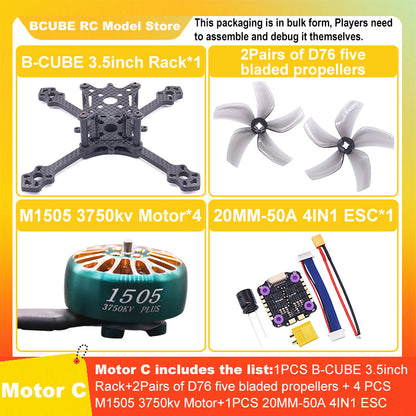 B-CUBE 3.5inch FPV Drone Frame Kit Carbon Fiber Racing Drone Quadcopter INAV Beatflight F722 F745 Ardupilot Flight Control