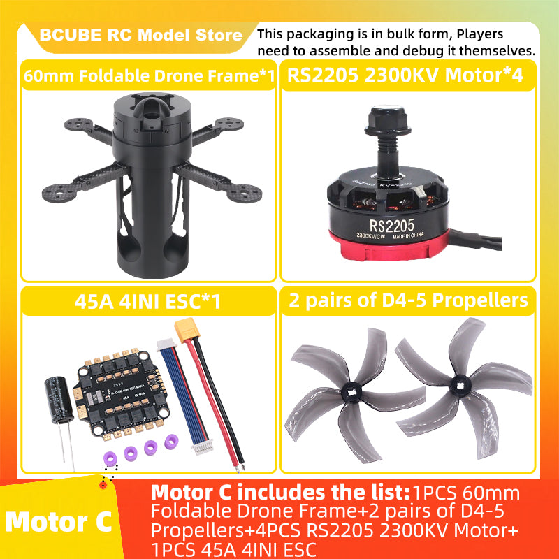 B-CUBE 60mm Foldable FPV Drone Frame Kit Carbon Fiber Racing Quadcopter Freestyle INAV Beatflight F4V3S PULS F745 H743