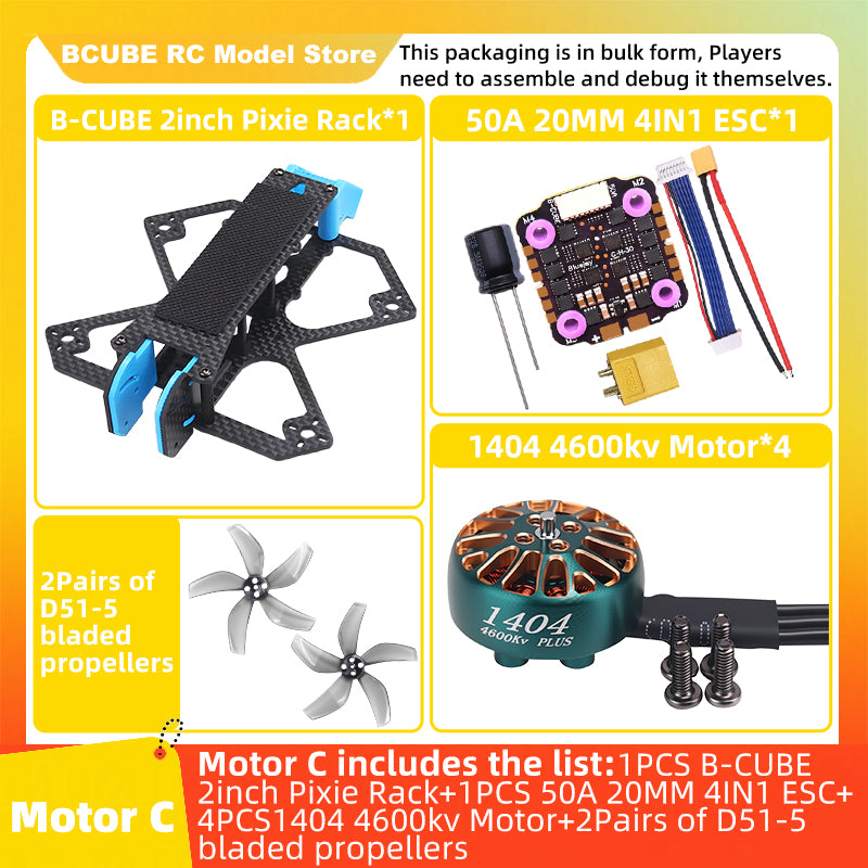B-CUBE 2inch Pixie FPV Drone Frame Kit Carbon Fiber Racing Drone Quadcopter INAV Beatflight F722 NOXE Ardupilot Flight Control