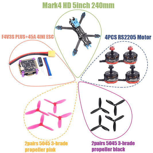 F4V3S PLUS MARK4-HD Mark 4 HD 5inch 240mm F4 V3 V3S FC Flight Controller RC Drone FPV Racing Quadcopter Betaflight INAV