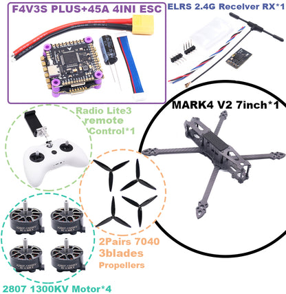 B-CUBE MARK4 V2 7-inch F4V3S/F4V3S PLUS Flight Control 45/60A 4INI ESC rack drone FPV carbon fiber PV Racing Drone Quadcopter Freestyle