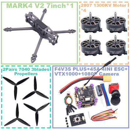 B-CUBE MARK4 V2 7-inch F4V3S/F4V3S PLUS Flight Control 45/60A 4INI ESC rack drone FPV carbon fiber PV Racing Drone Quadcopter Freestyle