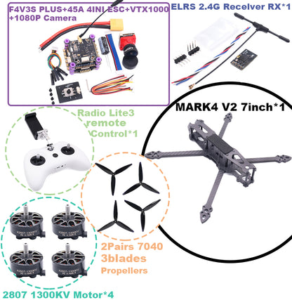 B-CUBE MARK4 V2 7-inch F4V3S/F4V3S PLUS Flight Control 45/60A 4INI ESC rack drone FPV carbon fiber PV Racing Drone Quadcopter Freestyle