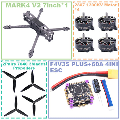 B-CUBE MARK4 V2 7-inch F4V3S/F4V3S PLUS Flight Control 45/60A 4INI ESC rack drone FPV carbon fiber PV Racing Drone Quadcopter Freestyle