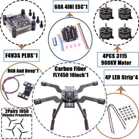 B-CUBE Open Source New Smart Drone FLY450 450MM F722 Quadrotor Rack RC Multicopter Multi-Rotor With Landing Gear Betaflight