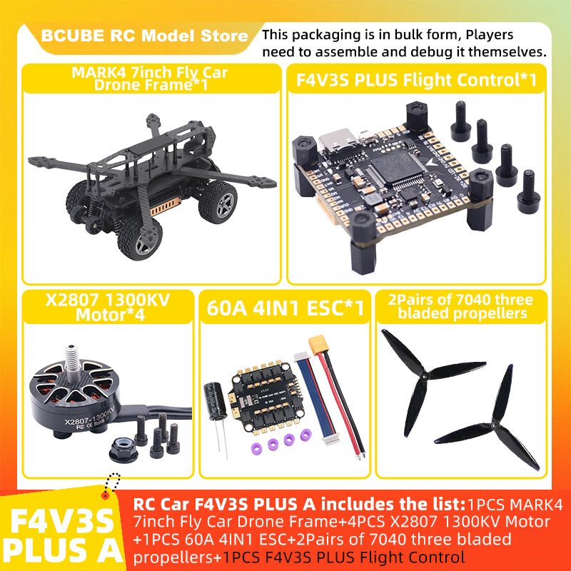 B-CUBE 7inch Flying Car FPV Drone Frame Kit Carbon Fiber Racing Quadcopter BF INAV F4 F722 F745 H743 Flight Control