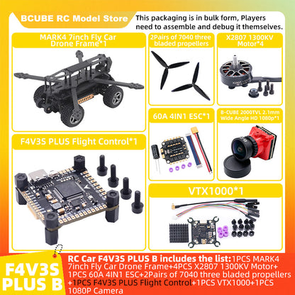 B-CUBE 7inch Flying Car FPV Drone Frame Kit Carbon Fiber Racing Quadcopter BF INAV F4 F722 F745 H743 Flight Control