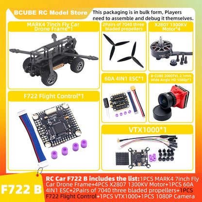 B-CUBE 7inch Flying Car FPV Drone Frame Kit Carbon Fiber Racing Quadcopter BF INAV F4 F722 F745 H743 Flight Control