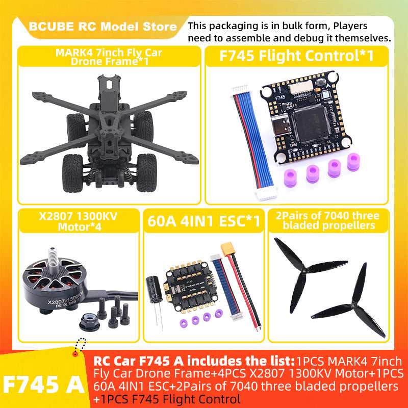 B-CUBE 7inch Flying Car FPV Drone Frame Kit Carbon Fiber Racing Quadcopter BF INAV F4 F722 F745 H743 Flight Control