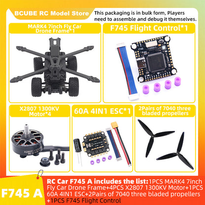 B-CUBE 7inch Flying Car FPV Drone Frame Kit Carbon Fiber Racing Quadcopter BF INAV F4 F722 F745 H743 Flight Control