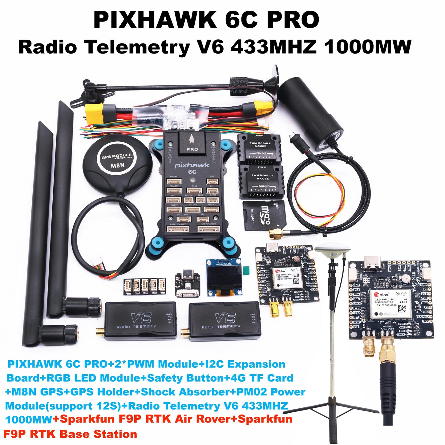 Плата Rctosky SparkFun GPS RTK2 ZED F9P Qwiic High-Precision UAV GNSS Series Ardupilot Pixhawk PX4 FPV AutoPilot для управления полетом 