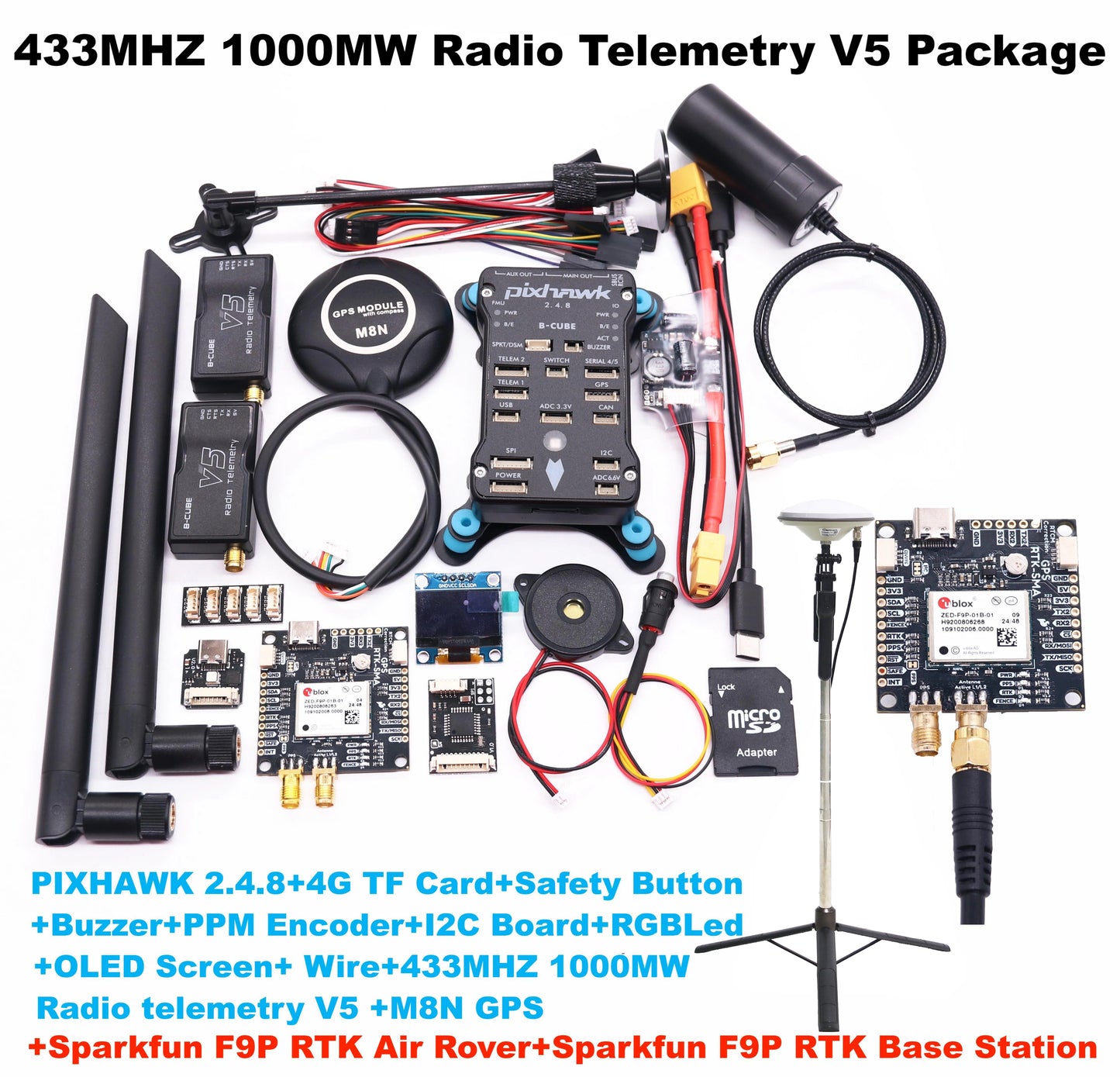 Плата Rctosky SparkFun GPS RTK2 ZED F9P Qwiic High-Precision UAV GNSS Series Ardupilot Pixhawk PX4 FPV AutoPilot для управления полетом 