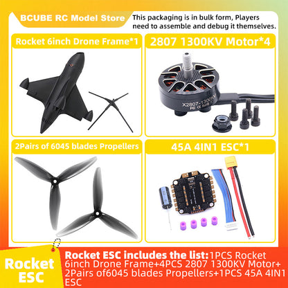 B-CUBE Rocket 6inch FPV Drone Frame Kit Carbon Fiber Racing Quadcopter Freestyle INAV Beatflight F4 F745 H743 Ardupilot Flight Control