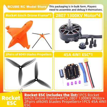B-CUBE Rocket 6inch FPV Drone Frame Kit Carbon Fiber Racing Quadcopter Freestyle INAV Beatflight F4 F745 H743 Ardupilot Flight Control