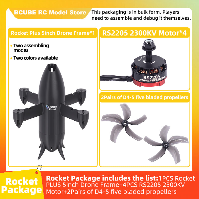 B-CUBE Rocket PLUS 5inch FPV Drone Frame Kit Carbon Fiber Racing Quadcopter Freestyle INAV Beatflight F722 Ardupilot Flight Control