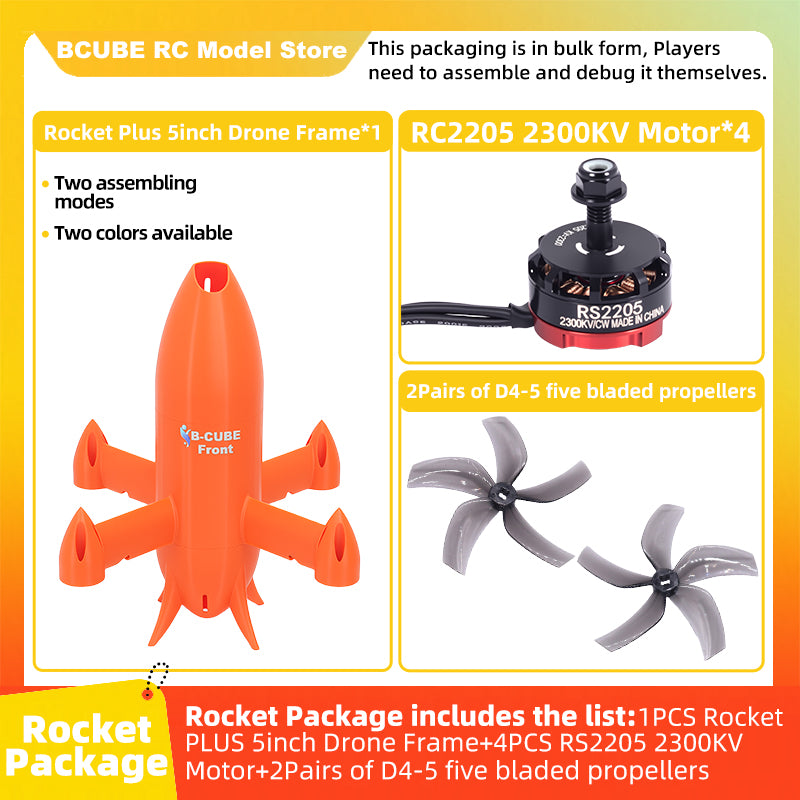 B-CUBE Rocket PLUS 5inch FPV Drone Frame Kit Carbon Fiber Racing Quadcopter Freestyle INAV Beatflight F722 Ardupilot Flight Control