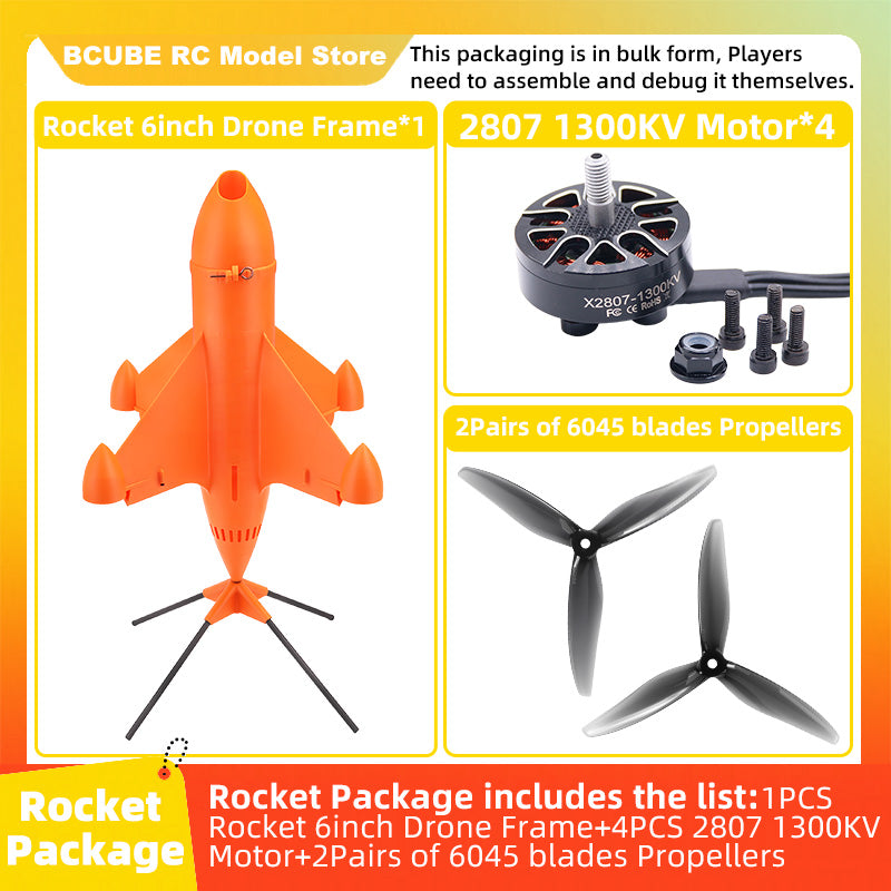 B-CUBE Rocket 6inch FPV Drone Frame Kit Carbon Fiber Racing Quadcopter Freestyle INAV Beatflight F4 F745 H743 Ardupilot Flight Control