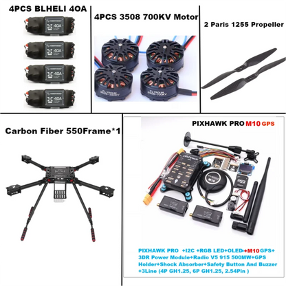 B-CUBE 550 Hexa Frame PIXHAWK PRO M10 Flight Control Carbon Ardupilot Radio Telemetry Quadcopter BLHELI 40A 3508 700KVMotor ESC
