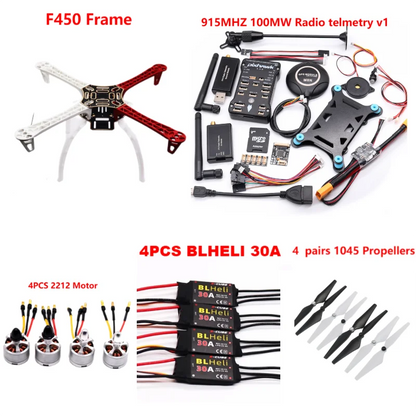 B-CUBE PIXHAWK2.4.8 Flight Control F450 Drone Kit Ardupilot 100MW Radio Telemetry Quadcopter BLHELI 30A 2212 Motor ESC Landing Gear
