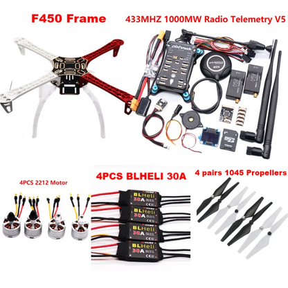 B-CUBE PIXHAWK2.4.8 Flight Control F450 Drone Kit Ardupilot 100MW Radio Telemetry Quadcopter BLHELI 30A 2212 Motor ESC Landing Gear