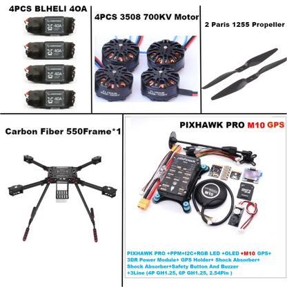 B-CUBE 550 Hexa Frame PIXHAWK PRO M10 Flight Control Carbon Ardupilot Radio Telemetry Quadcopter BLHELI 40A 3508 700KVMotor ESC