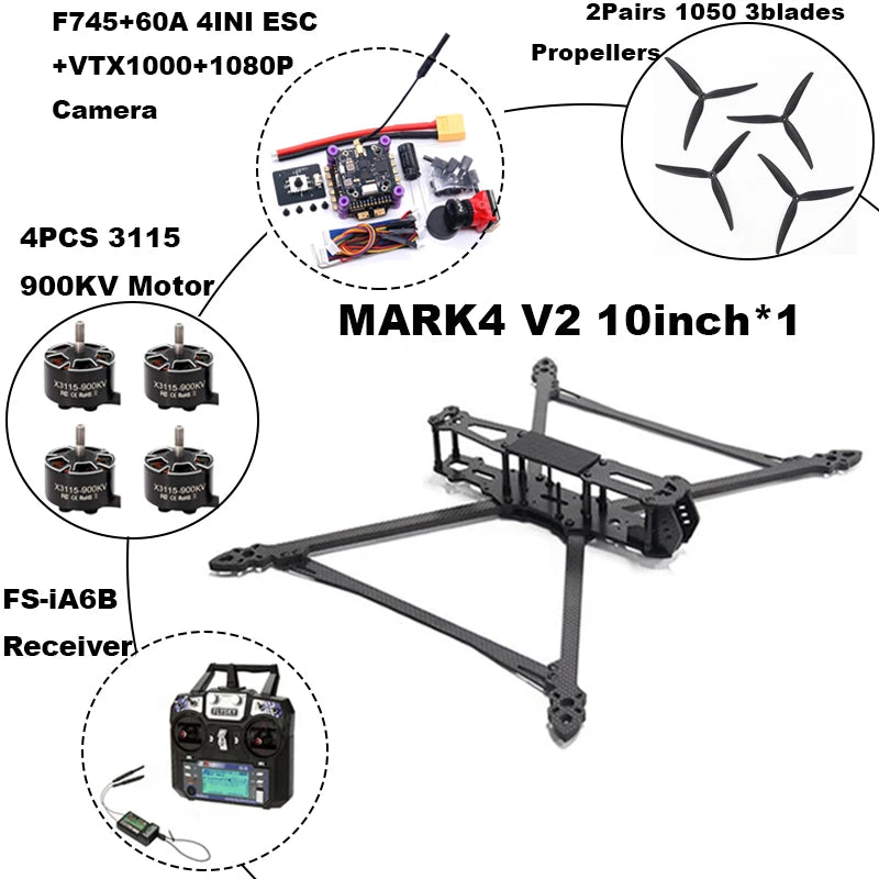 B-CUBE MARK4 V2 8/9/10inch F745 V2 Flight Control 45/60A 4INI ESC rack drone FPV carbon fiber PV Racing Drone Quadcopter Freestyle