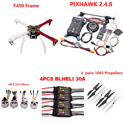 B-CUBE PIXHAWK2.4.8 Flight Control F450 Drone Kit Ardupilot 100MW Radio Telemetry Quadcopter BLHELI 30A 2212 Motor ESC Landing Gear