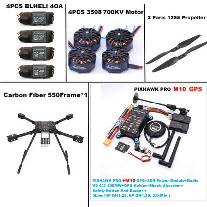 B-CUBE 550 Hexa Frame PIXHAWK PRO M10 Flight Control Carbon Ardupilot Radio Telemetry Quadcopter BLHELI 40A 3508 700KVMotor ESC