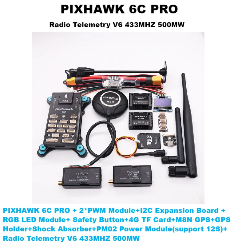 PIXHAWK 6C PRO FMUV6C Ardupilot PX4 32-битный контроллер полета автопилот с 4G SD безопасность встроенный зуммер вертолет самолет вездеход лодка 