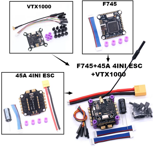 B-CUBE F745 V2 Flight Control 45A/60A 4INI ESC VTX1000 Video 1080P Camera INAV Betaflight Flight Controller RC Drone FPV Racing