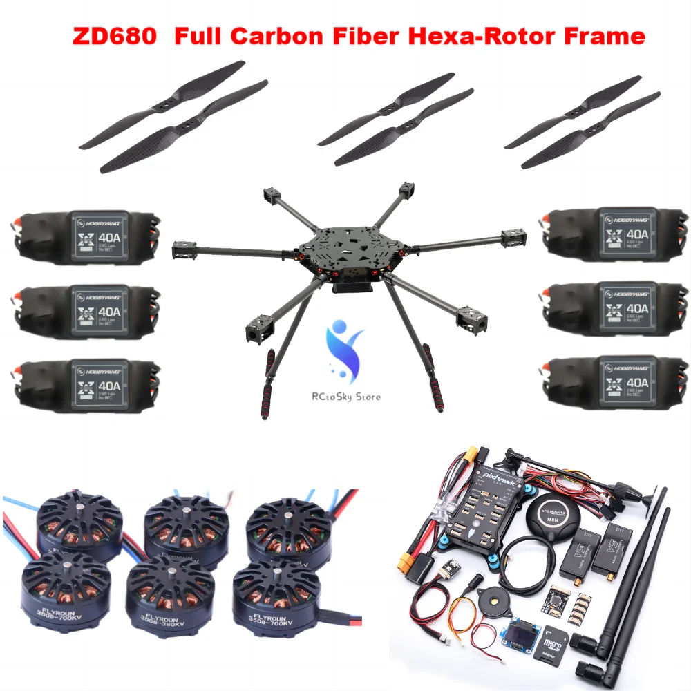 Foldable Rotor ZD680 Full Carbon Fiber Hexa-Rotor Foldable Arm Hexacopter Frame Kit ...
