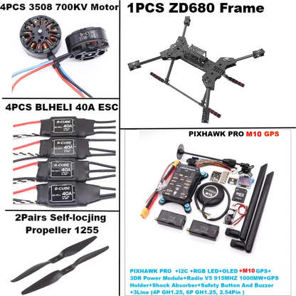 NEW ZD680 PRO M8N/M9N/M10 Full Carbon Fiber Hexa-Rotor Foldable Arm Hexacopter Frame Kit PIXHAWK with Unflodable Landing Gear