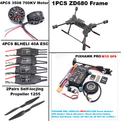 NEW ZD680 PRO M8N/M9N/M10 Full Carbon Fiber Hexa-Rotor Foldable Arm Hexacopter Frame Kit PIXHAWK with Unflodable Landing Gear