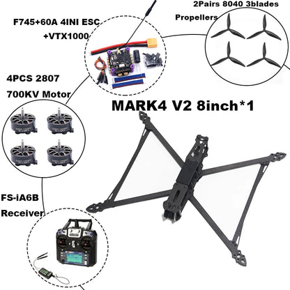 B-CUBE MARK4 V2 8/9/10inch F745 V2 Flight Control 45/60A 4INI ESC rack drone FPV carbon fiber PV Racing Drone Quadcopter Freestyle