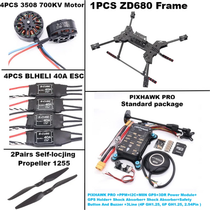 NEW ZD680 PRO M8N/M9N/M10 Full Carbon Fiber Hexa-Rotor Foldable Arm Hexacopter Frame Kit PIXHAWK with Unflodable Landing Gear