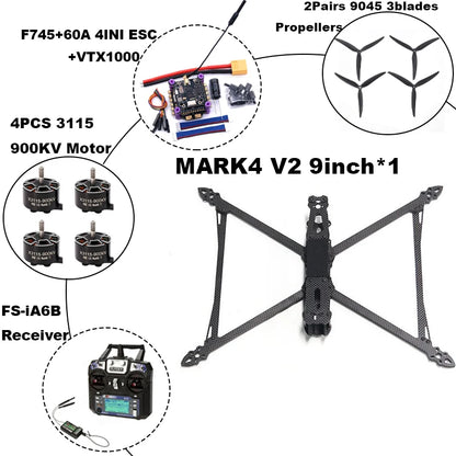 B-CUBE MARK4 V2 8/9/10inch F745 V2 Flight Control 45/60A 4INI ESC rack drone FPV carbon fiber PV Racing Drone Quadcopter Freestyle