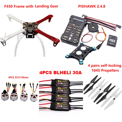B-CUBE PIXHAWK2.4.8 Flight Control F450 Drone Kit Ardupilot 100MW Radio Telemetry Quadcopter BLHELI 30A 2212 Motor ESC Landing Gear