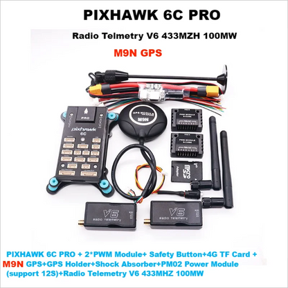 PIXHAWK 6C PRO FMUV6C Ardupilot PX4 32-битный контроллер полета автопилот с 4G SD безопасность встроенный зуммер вертолет самолет вездеход лодка 