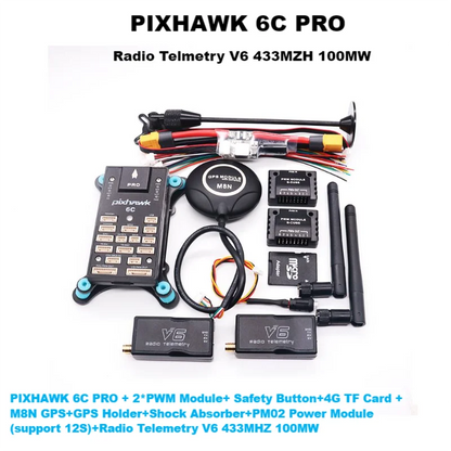 PIXHAWK 6C PRO FMUV6C Ardupilot PX4 32-битный контроллер полета автопилот с 4G SD безопасность встроенный зуммер вертолет самолет вездеход лодка 