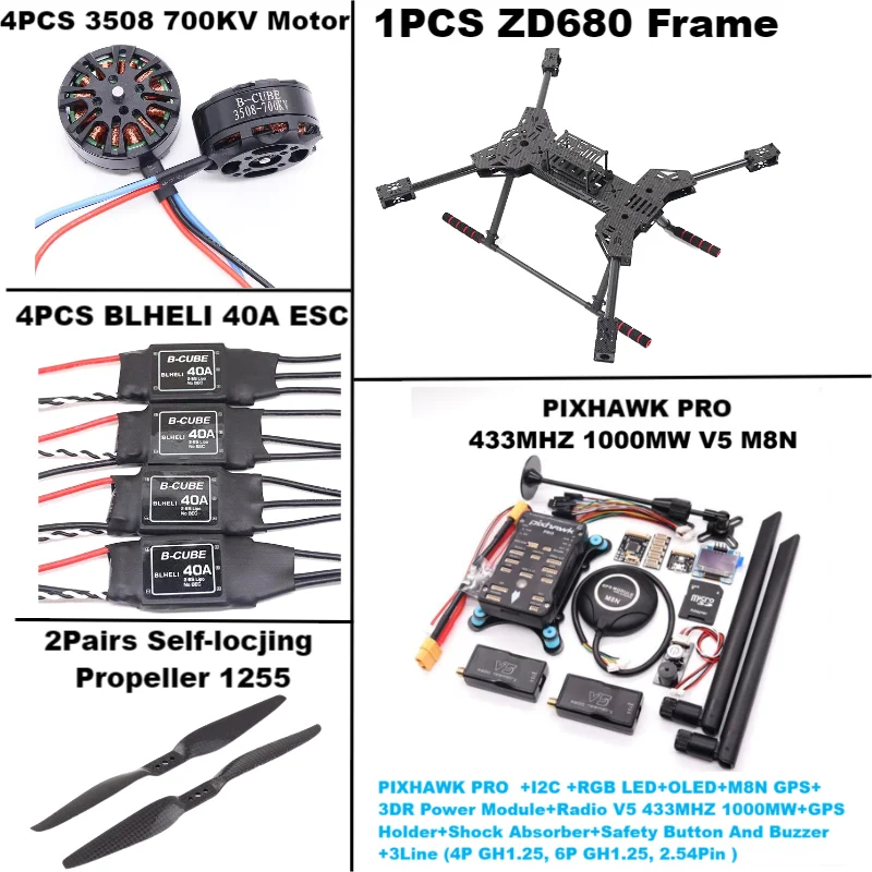NEW ZD680 PRO M8N/M9N/M10 Full Carbon Fiber Hexa-Rotor Foldable Arm Hexacopter Frame Kit PIXHAWK with Unflodable Landing Gear