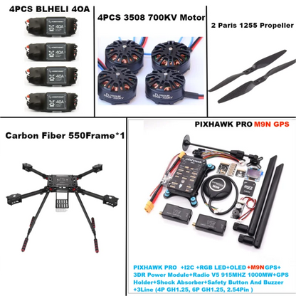 B-CUBE 550 Hexa Frame PIXHAWK PRO M9N Flight Control Carbon Ardupilot Radio Telemetry Quadcopter BLHELI 40A 3508 700KVMotor ESC
