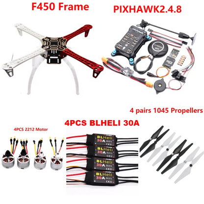 B-CUBE PIXHAWK2.4.8 Flight Control F450 Drone Kit Ardupilot 100MW Radio Telemetry Quadcopter BLHELI 30A 2212 Motor ESC Landing Gear