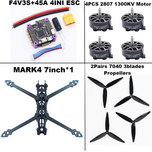 B-CUBE MARK4 V2 7-inch F4V3S/F4V3S PLUS Flight Control 45/60A 4INI ESC rack drone FPV carbon fiber PV Racing Drone Quadcopter Freestyle